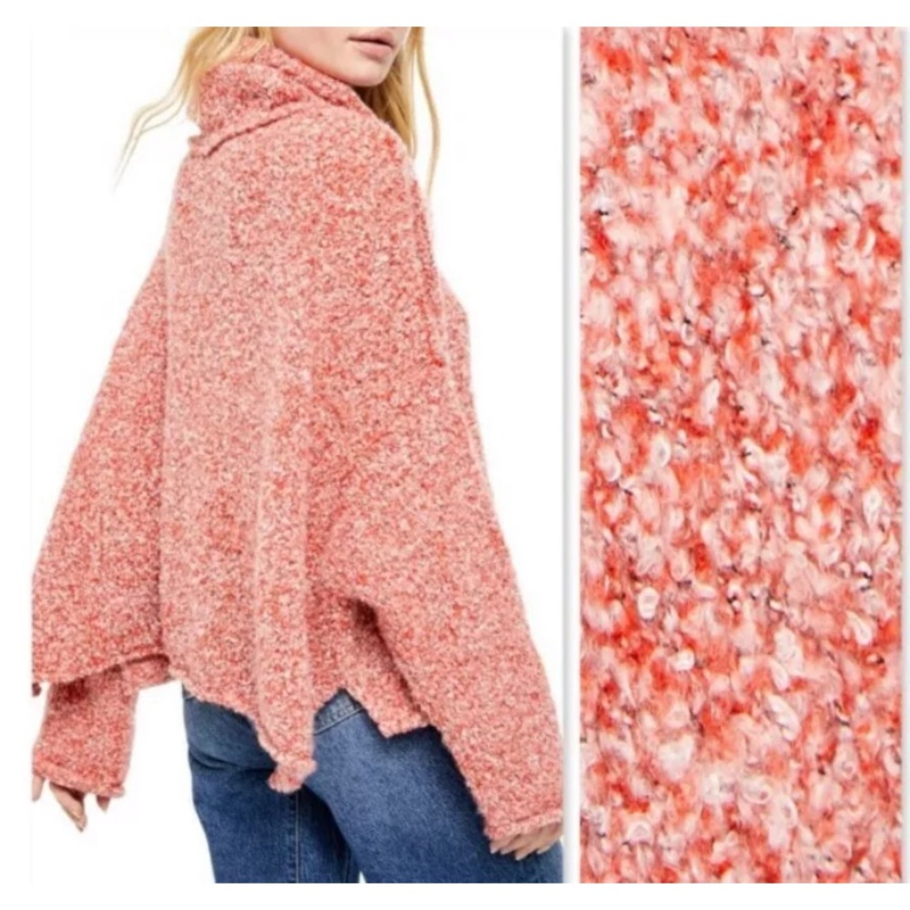 Free people cowl neck BFF sweater red lotus - Picture 4 of 9